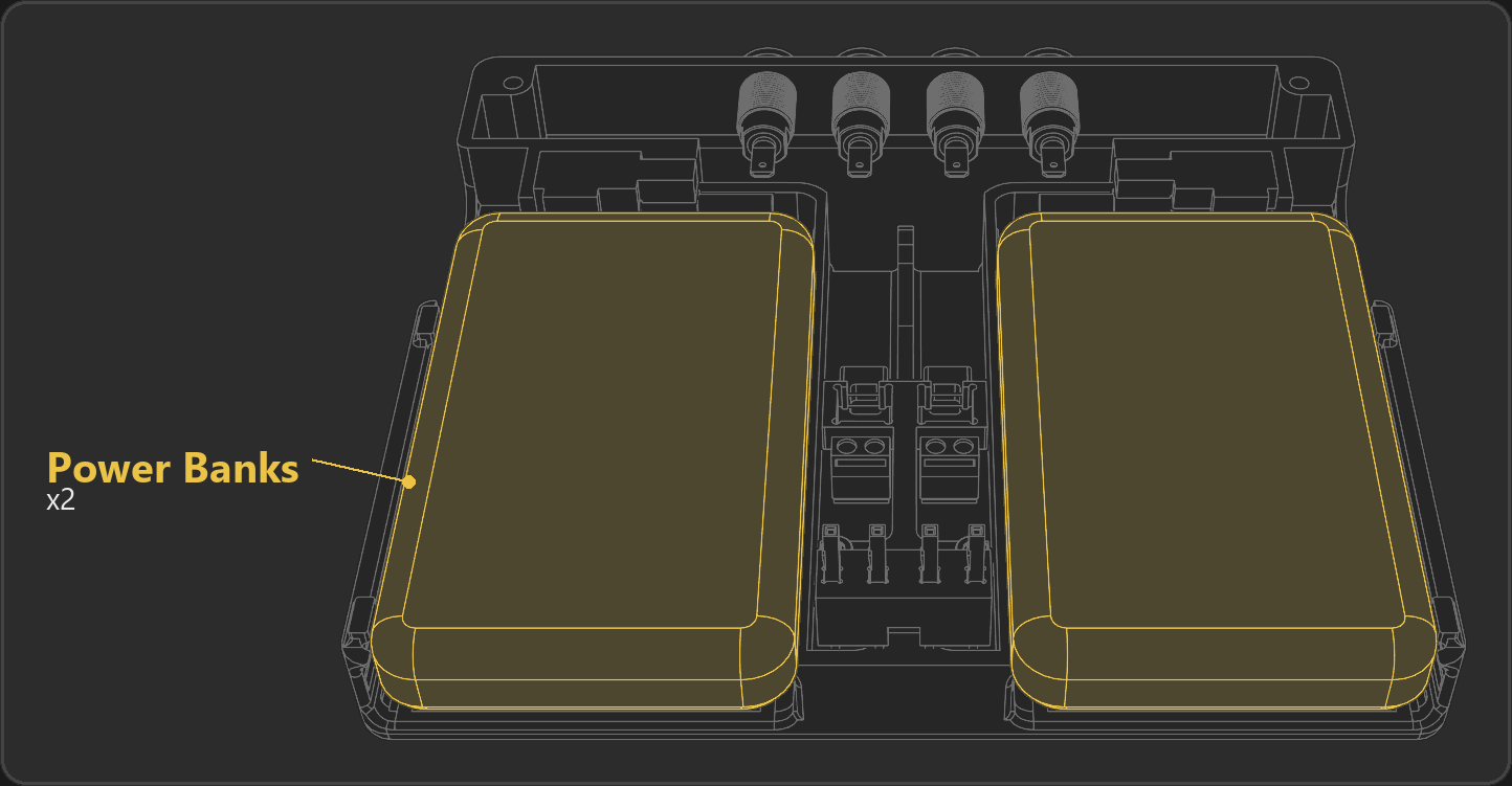 Two power banks highlighted in the battery bays