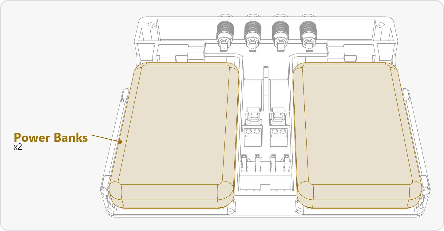 Two power banks highlighted in the battery bays