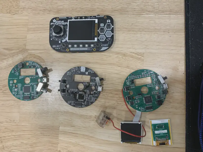 Collection of first version PCB attempts showing various design iterations