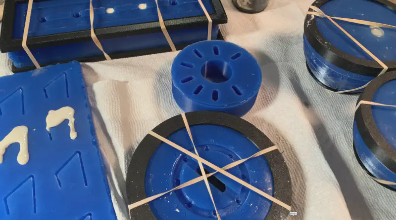 Complete collection of silicone molds used for casting Ghost components