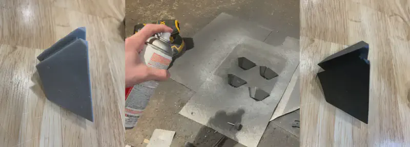 Freshly painted shell components showing different color variations